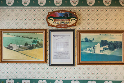 Hanging in the Stafford home with the aerial photos is a deed of the farm from the Crown, signed by Queen Victoria.